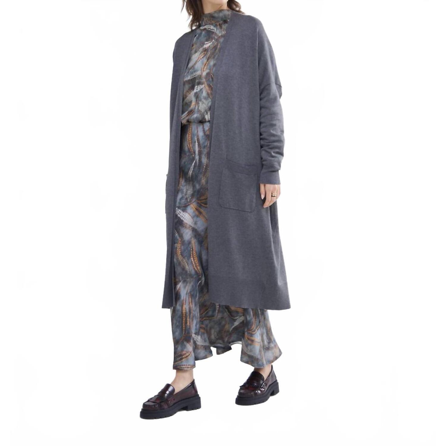 New Summum Viscose Blend Long Cardigan Sweater Top In Cloud